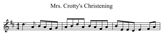 Mrs. Crotty's Christening - staff notation