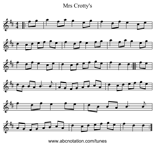Mrs Crotty's - staff notation