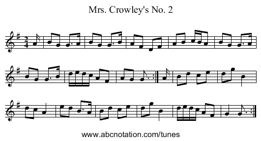 Mrs. Crowley's No. 2 - staff notation