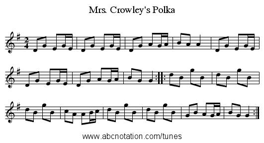 Mrs. Crowley's Polka - staff notation