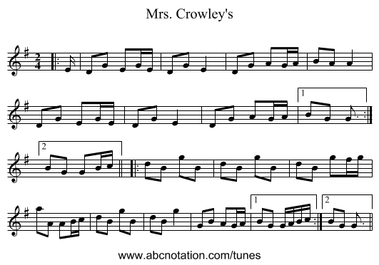 Mrs. Crowley's - staff notation