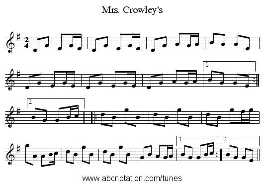 Mrs. Crowley's - staff notation
