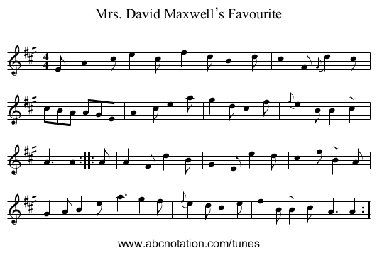 Mrs. David Maxwell’s Favourite - staff notation