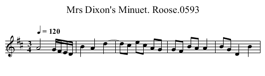 Mrs Dixon's Minuet. Roose.0593 - staff notation