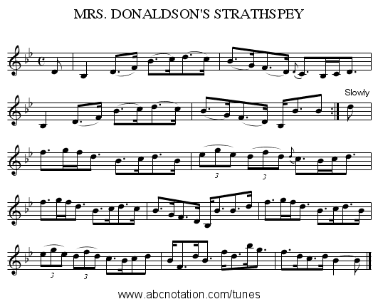 MRS. DONALDSON'S STRATHSPEY - staff notation