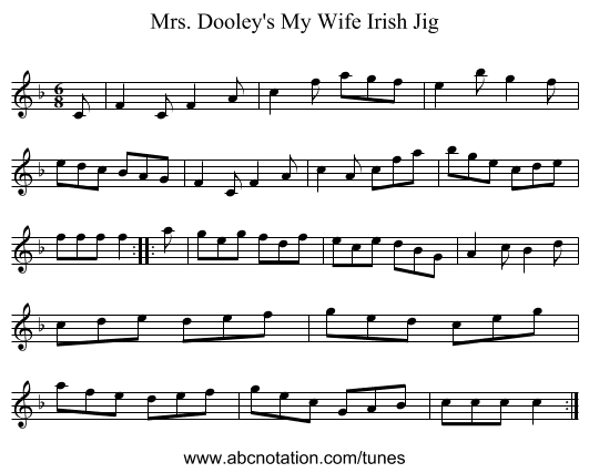 Mrs. Dooley's My Wife Irish Jig - staff notation