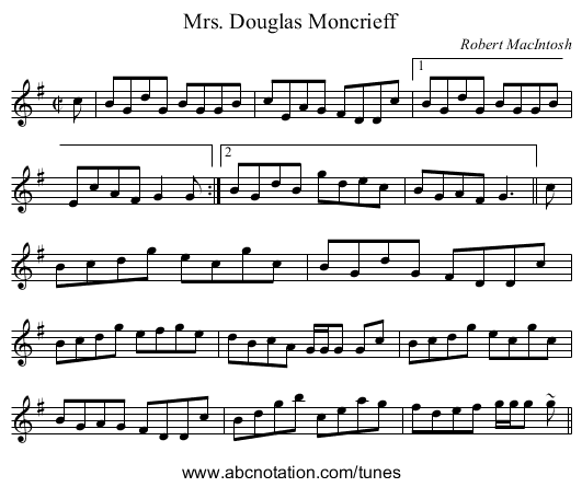 Mrs. Douglas Moncrieff - staff notation
