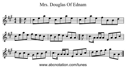 Mrs. Douglas Of Ednam - staff notation
