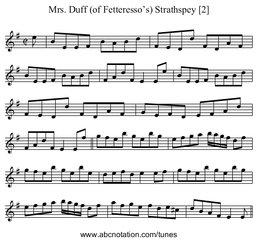 Mrs. Duff (of Fetteresso’s) Strathspey [2] - staff notation