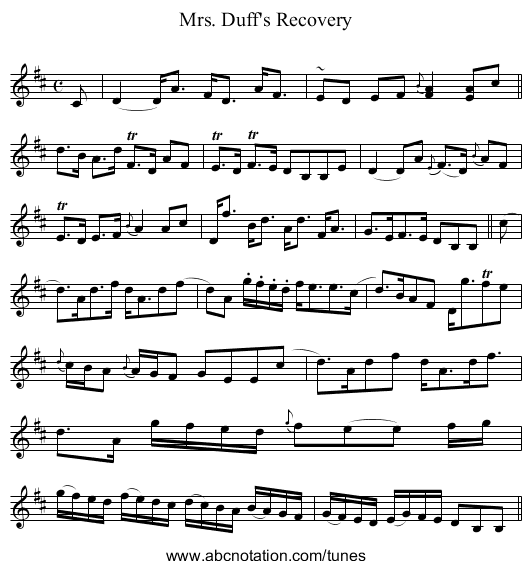 Mrs. Duff's Recovery - staff notation