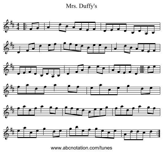 Mrs. Duffy's - staff notation