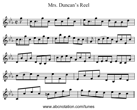 Mrs. Duncan’s Reel - staff notation