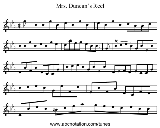 Mrs. Duncan’s Reel - staff notation