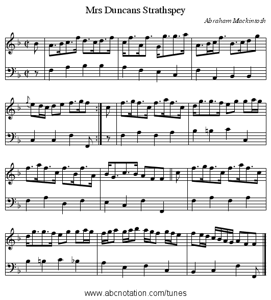 Mrs Duncans Strathspey - staff notation