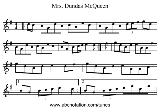 Mrs. Dundas McQueen - staff notation