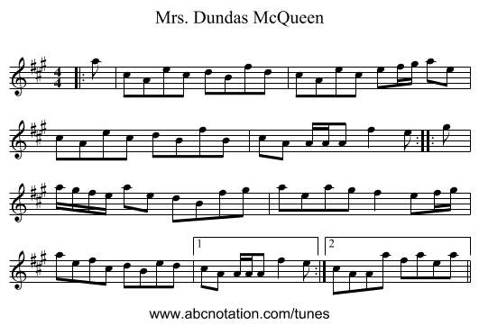 Mrs. Dundas McQueen - staff notation