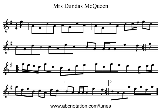 Mrs Dundas McQueen - staff notation