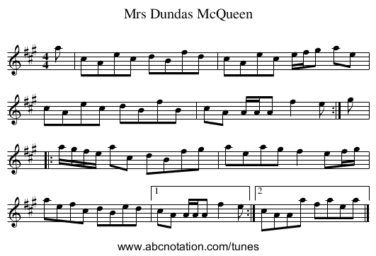 Mrs Dundas McQueen - staff notation