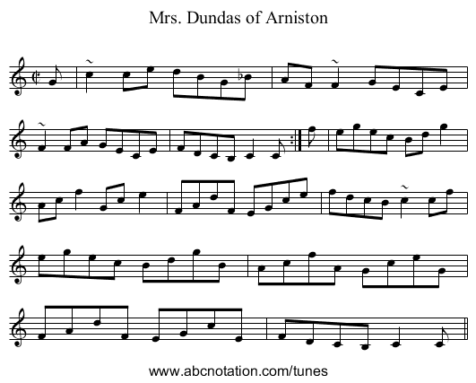 Mrs. Dundas of Arniston - staff notation