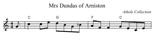 Mrs Dundas of Arniston - staff notation
