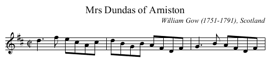 Mrs Dundas of Arniston - staff notation