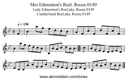 Mrs Edmonton's Reel. Roose.0149 - staff notation