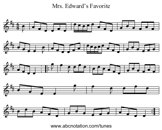 Mrs. Edward’s Favorite - staff notation