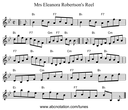 Mrs Eleanora Robertson's Reel - staff notation