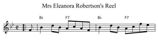 Mrs Eleanora Robertson's Reel - staff notation
