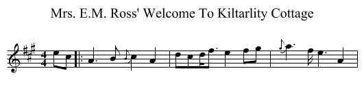 Mrs. E.M. Ross' Welcome To Kiltarlity Cottage - staff notation