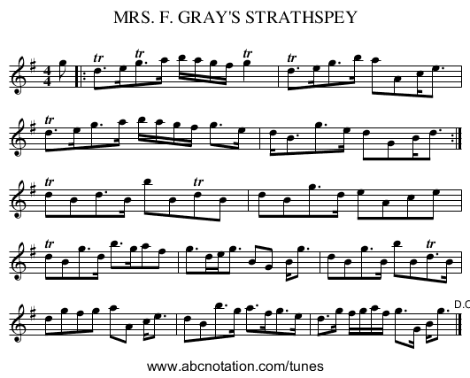 MRS. F. GRAY'S STRATHSPEY - staff notation