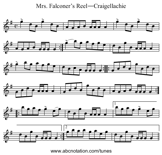 Mrs. Falconer’s Reel—Craigellachie - staff notation