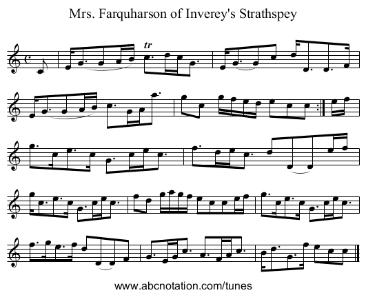 Mrs. Farquharson of Inverey's Strathspey - staff notation