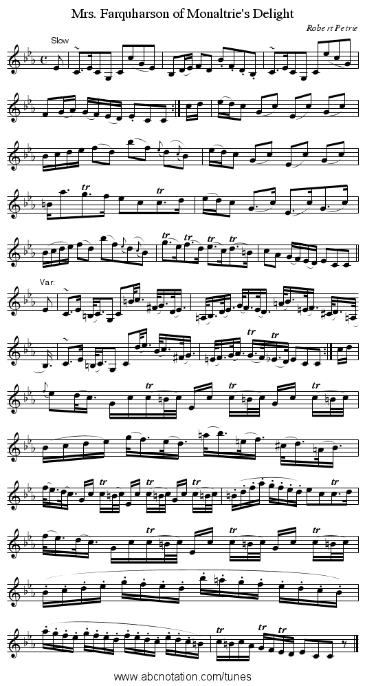 Mrs. Farquharson of Monaltrie's Delight - staff notation