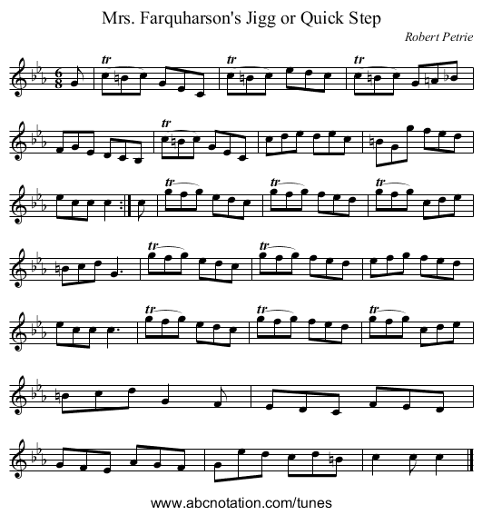 Mrs. Farquharson's Jigg or Quick Step - staff notation