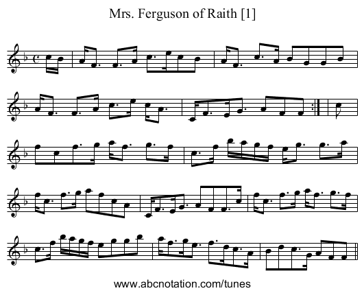 Mrs. Ferguson of Raith [1] - staff notation