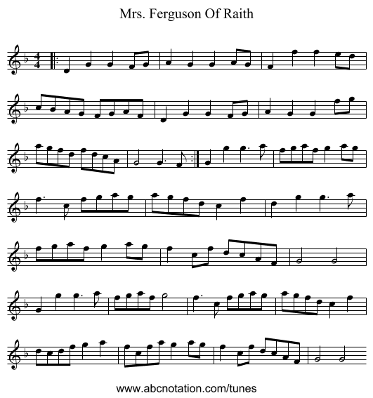 Mrs. Ferguson Of Raith - staff notation