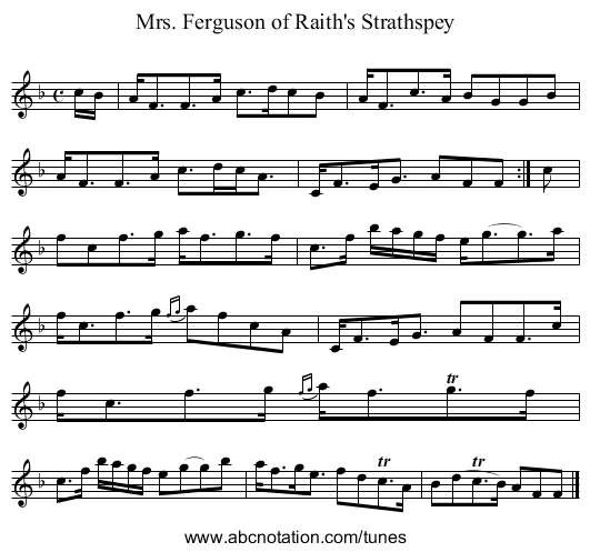 Mrs. Ferguson of Raith's Strathspey - staff notation
