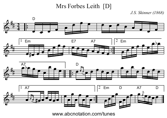 Mrs Forbes Leith  [D] - staff notation