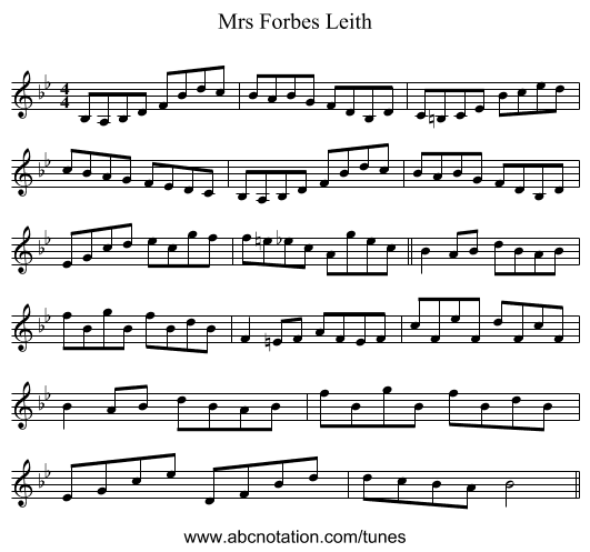 Mrs Forbes Leith - staff notation