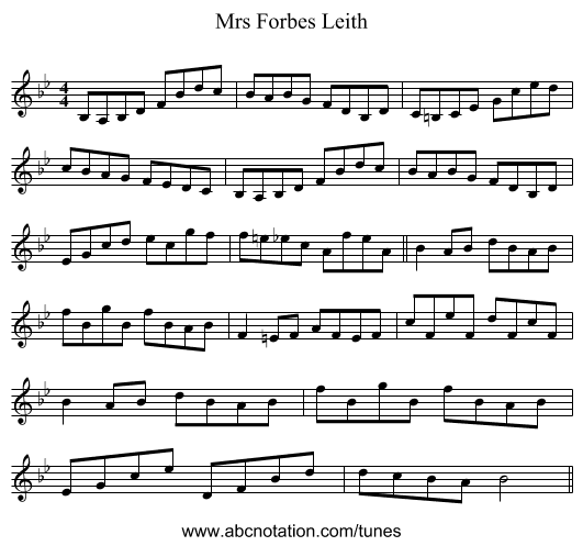 Mrs Forbes Leith - staff notation