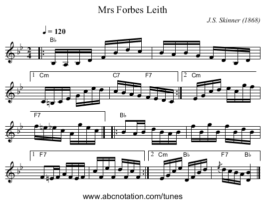 Mrs Forbes Leith - staff notation