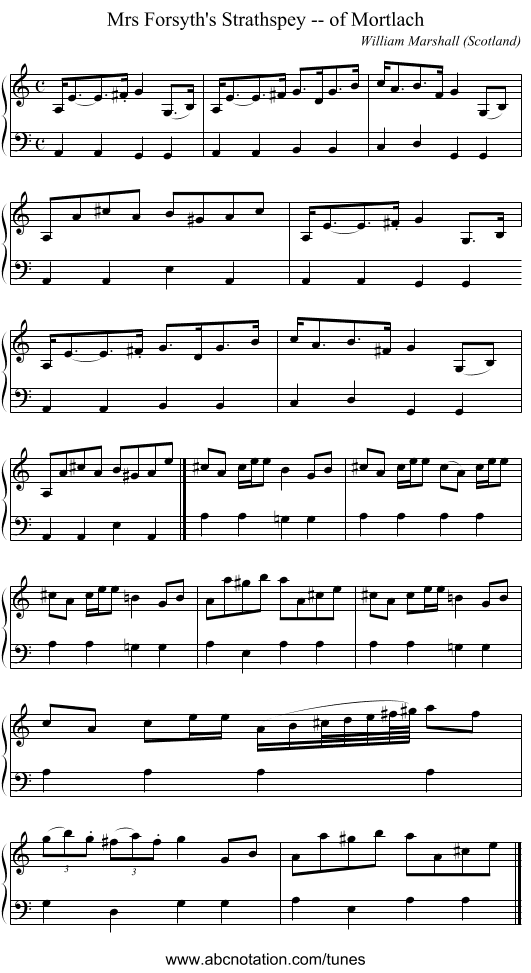 Mrs Forsyth's Strathspey -- of Mortlach - staff notation
