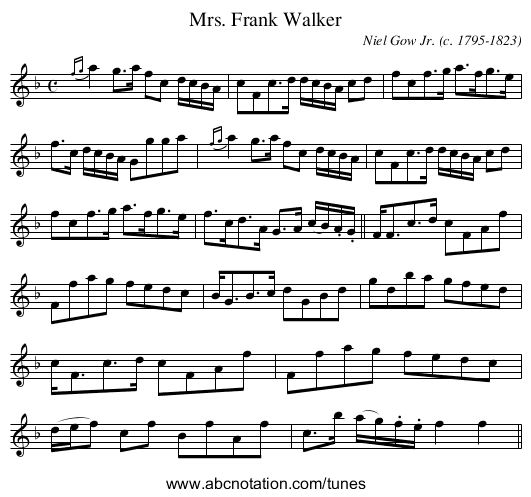 Mrs. Frank Walker - staff notation