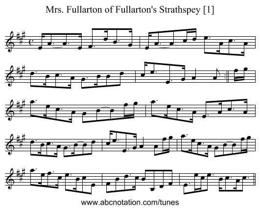 Mrs. Fullarton of Fullarton's Strathspey [1] - staff notation
