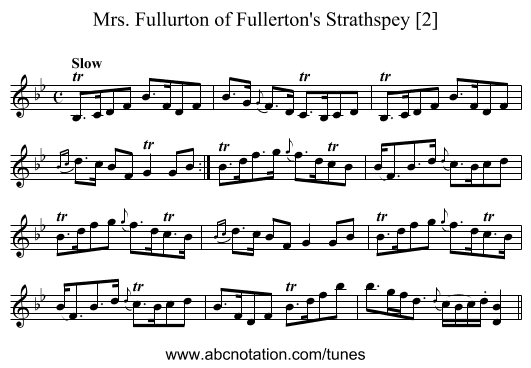 Mrs. Fullurton of Fullerton's Strathspey [2] - staff notation