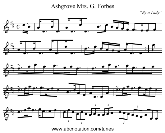 Mrs. G. Forbes, Ashgrove - staff notation