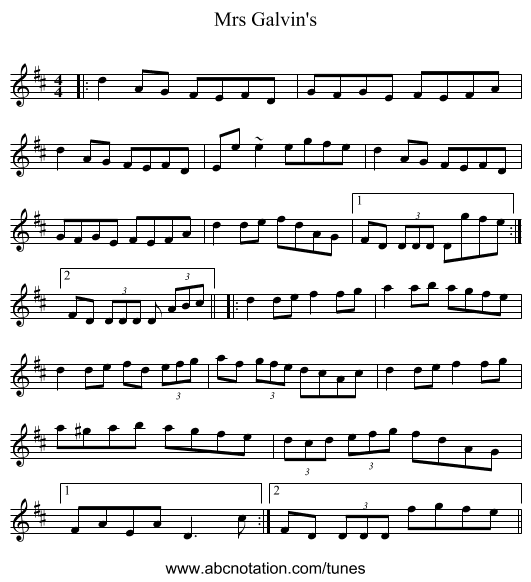 Mrs Galvin's - staff notation