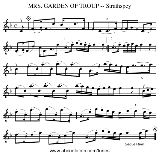 MRS. GARDEN OF TROUP -- Strathspey - staff notation