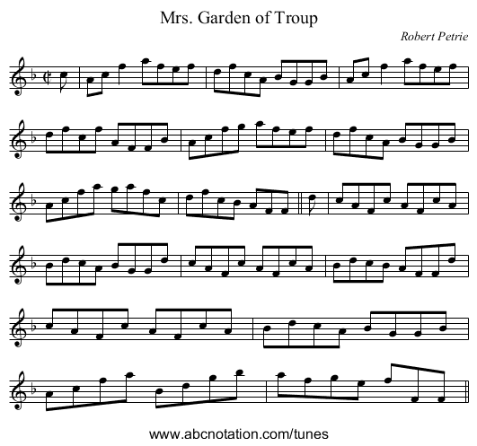 Mrs. Garden of Troup - staff notation